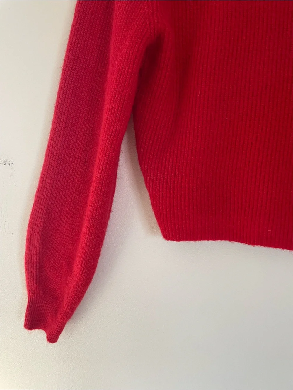 H&M Square Neck Rib Knit Long Sleeve Sweater in Red Size S EUC